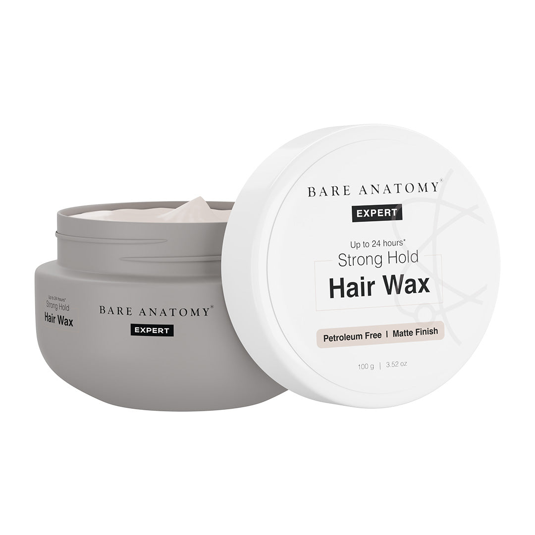 Bare Anatomy Expert 24 Hours Strong Hold Hair Wax | Sulphate Free & Petroleum Free | Hair Wax For Men | Extra Strong Hold | Matte Finish, Easily Removable & Non Greasy | 100g