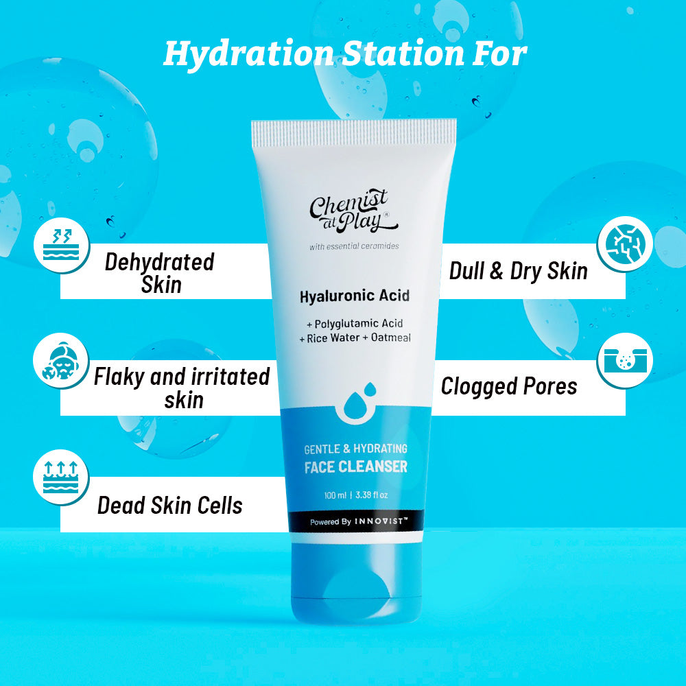 Chemist at Play Gentle & Hydrating Face Cleanser | Hydrates Dull & Dry Skin | Replenishes Skin Hydration Levels | Brightens Skin | Removes Excess Oil & Dirt | 100 ml