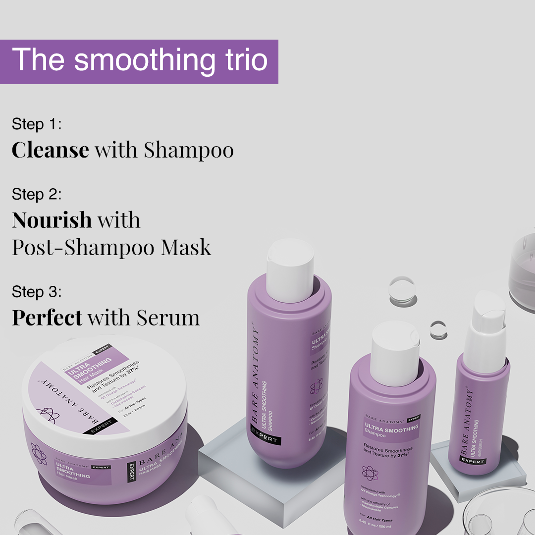 Bare Anatomy Expert Ultra Smoothing Shampoo to Restore Smoothness, Repair Damaged Hair and Locks in Moisture, 250 ml