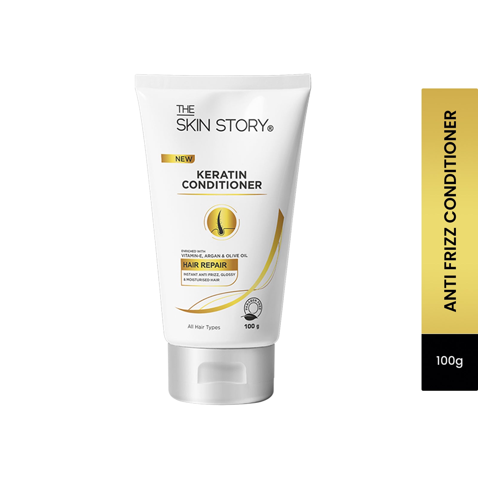 The Skin Story Keratin Smooth Conditioner | Soft & Silky Hair | All Hair Types | Split End & Damage Repair | 100g