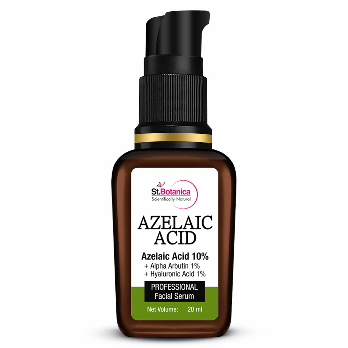 St.Botanica Azelaic Acid 10% + Alpha Arbutin 1% + Hyaluronic Acid 1% Face Serum for Pigmentation, Dark Spots & Uneven Skin Tone, 20 ml
