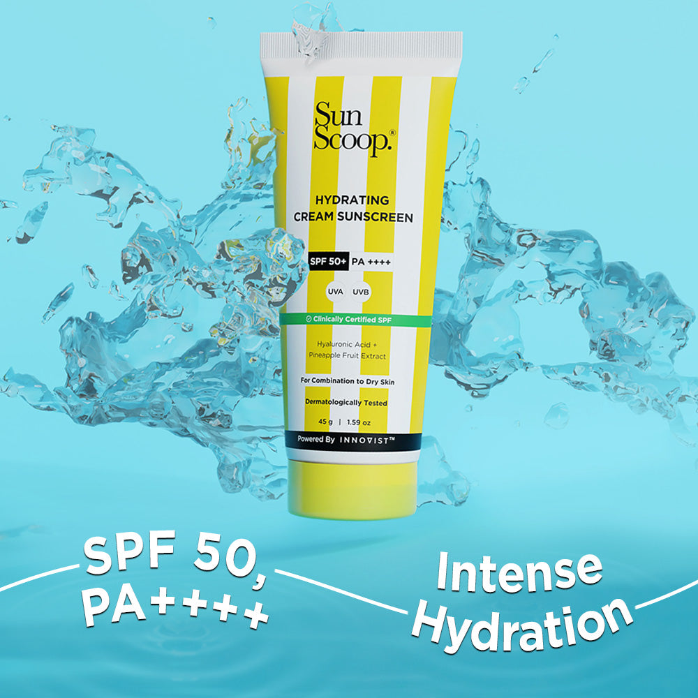 Sunscoop Hydrating Sunscreen | SPF 50+, PA++++ | Mineral Oil & Petroleum Free | 45g