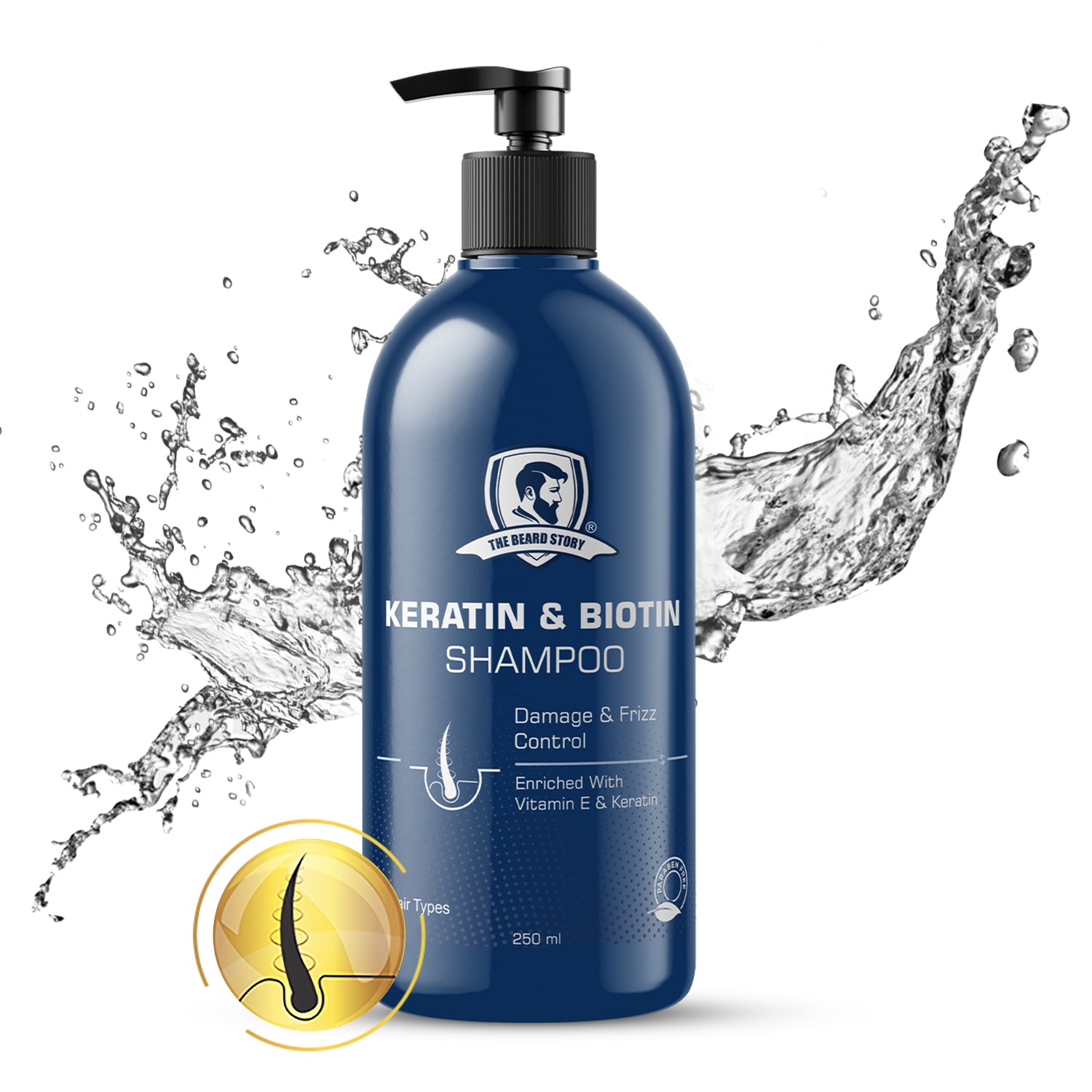 The Beard Story Keratin Shampoo For Men| Soft & Anti Frizz Hair | Split End & Damage Repair |Hair Fall Control| 200ml