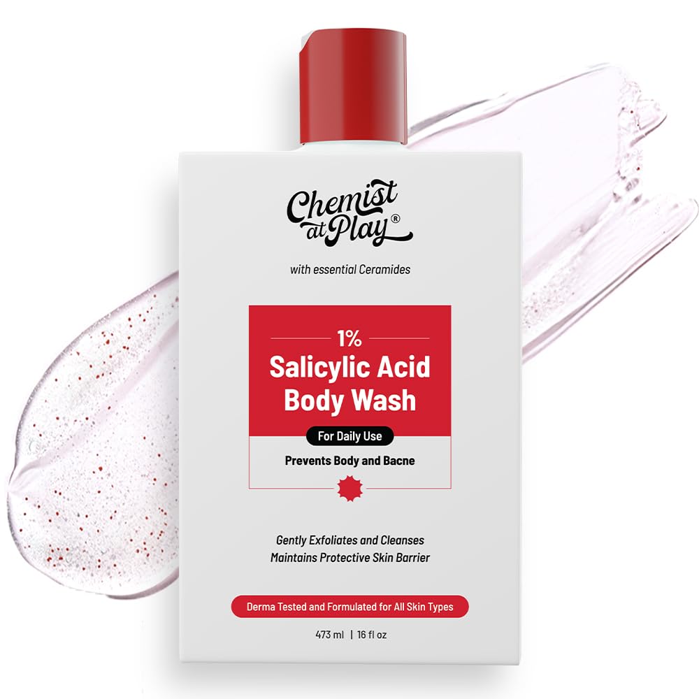 Chemist at Play Acne Control Body Wash with Ceramides, 3% Pentavitin + 1% Salicylic Acid | For Sweaty, Oily, Normal & Dry Skin | For Back Acne (Bacne), Bumpy Texture & Smooth Skin Texture | 473 ml