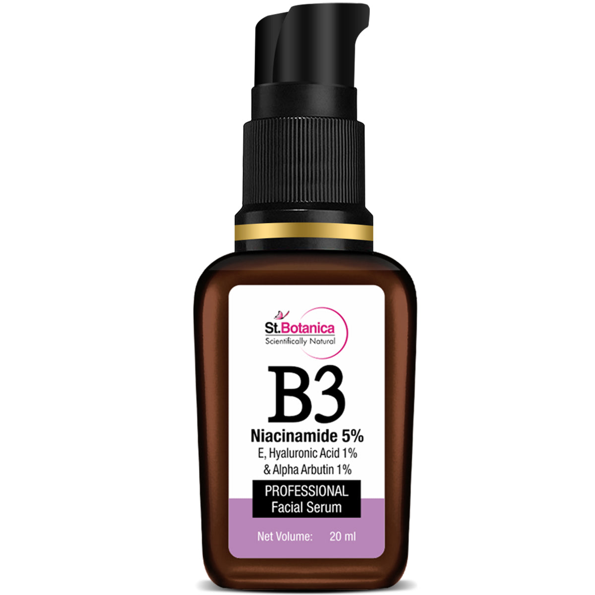 St.Botanica Niacinamide 5%, E + Hyaluronic Acid 1%, Alpha Arbutin 1% Face Serum for Oil-Free, Hydrated & Bright Skin | Pore Reducing Serum, 20 ml