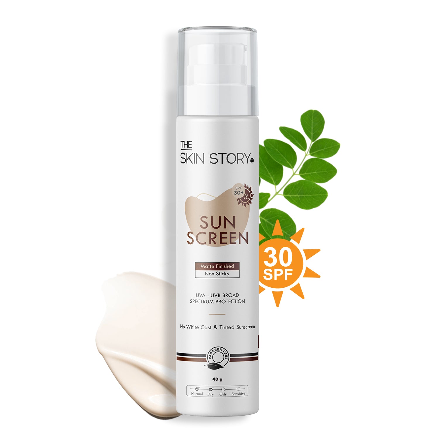 The Skin Story Sunscreen SPF 30 | Broad Spectrum | UVA & UVB Protection | Light & Non Sticky Formula , 40g