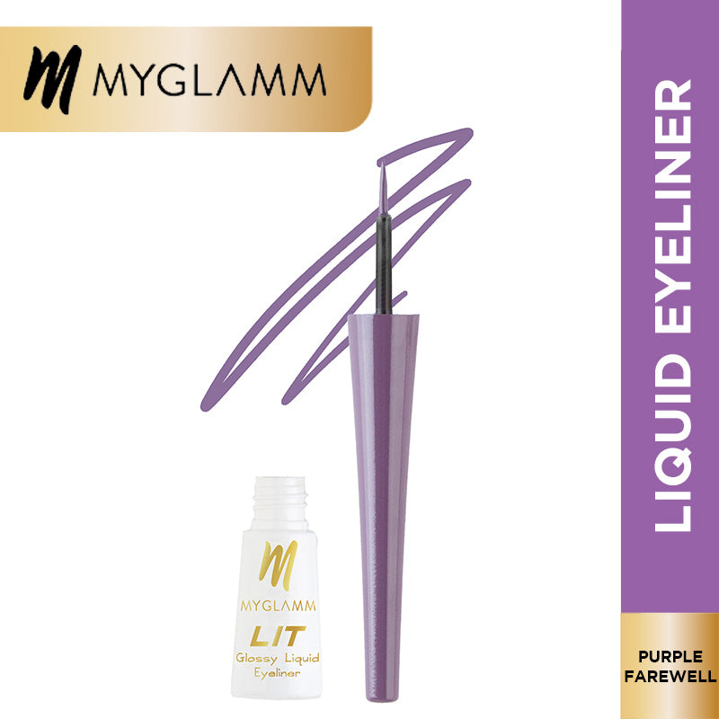 MyGlamm LIT Glossy Liquid Eyeliner-Purple Farewell-3.5ml