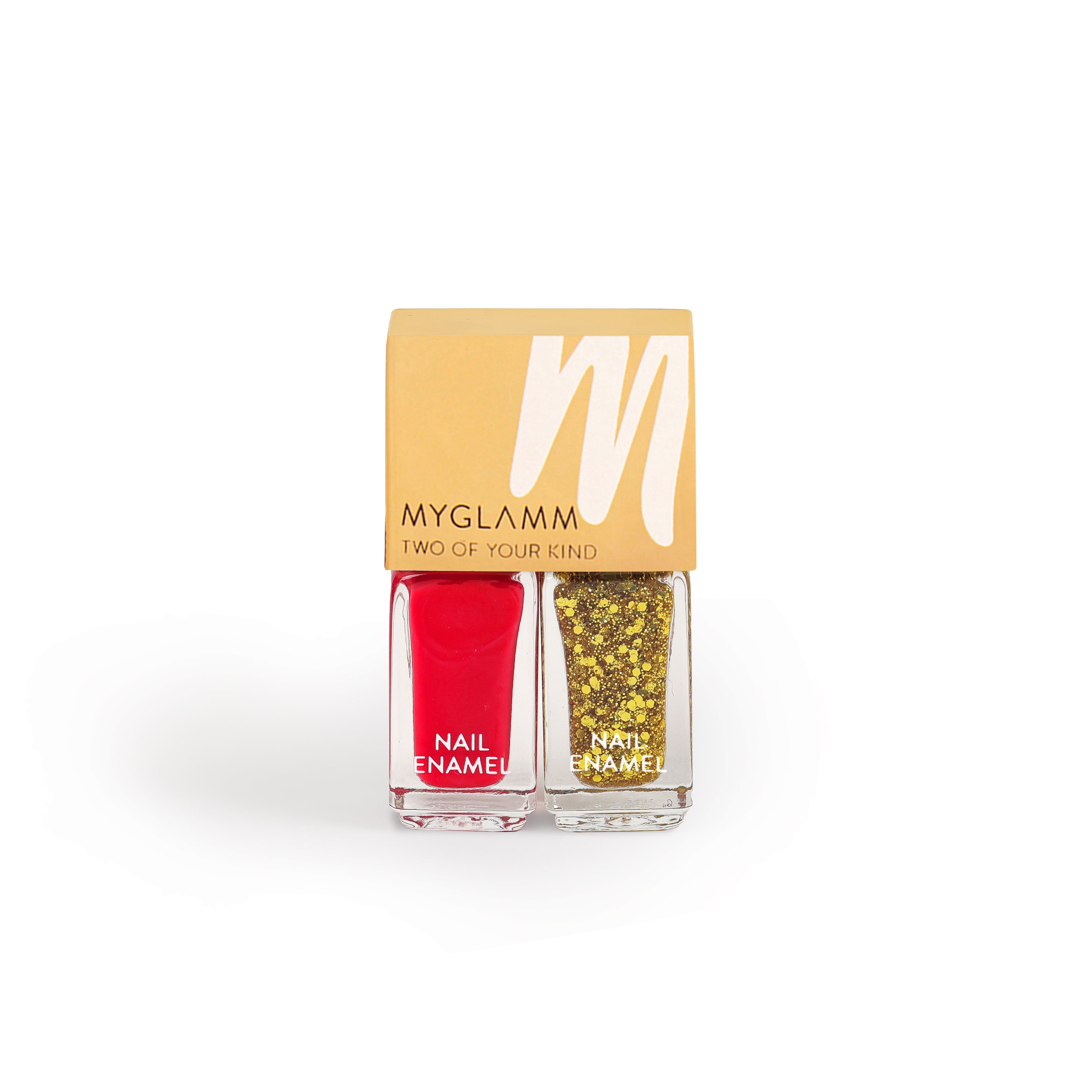 MyGlamm Two Of Your Kind Nail Enamel Duo Glitter Collection-High on Drama-10ml