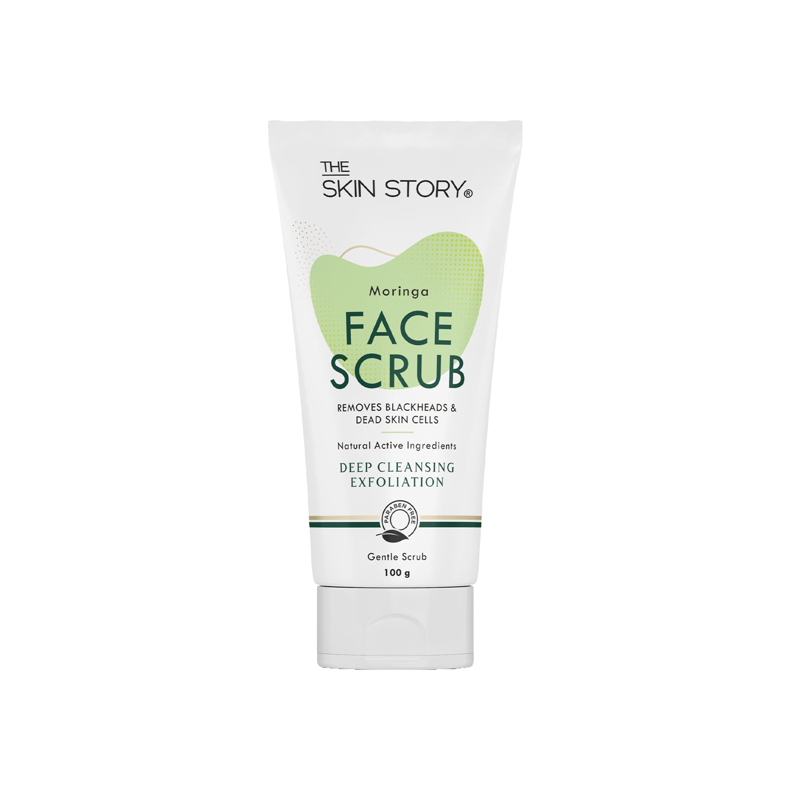 The Skin Story Exfoliating Gentle Face Scrub for Women| Blackhead & Tan Remover | Dead Skin Exfoliator for Glowing Skin | Sensitive & Normal Skin | Gentle Scrub | Moringa | 100g