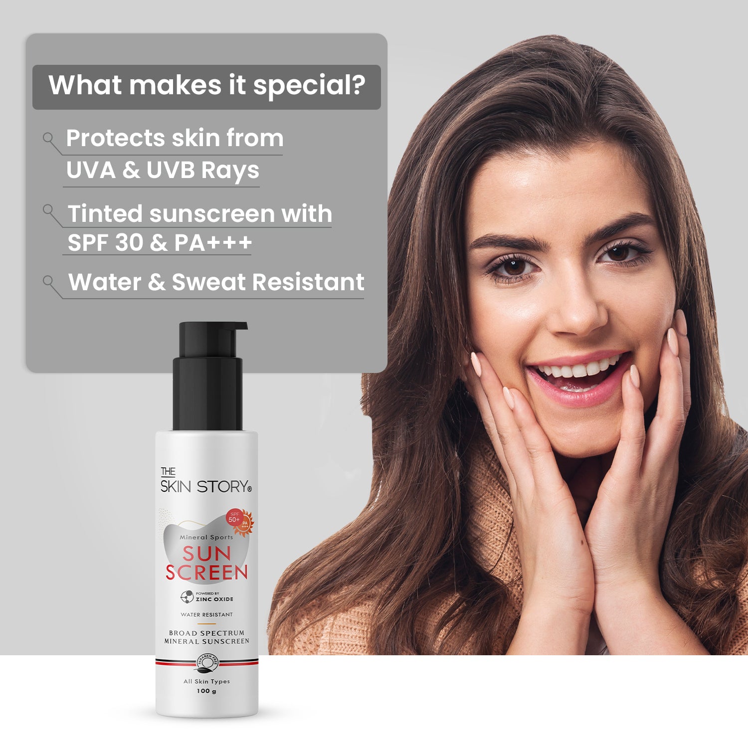 The Skin Story SPF 50 Mineral Sunscreen | No White Cast | Matte Finish | Ultra Defence | For All Skin Types | 100g