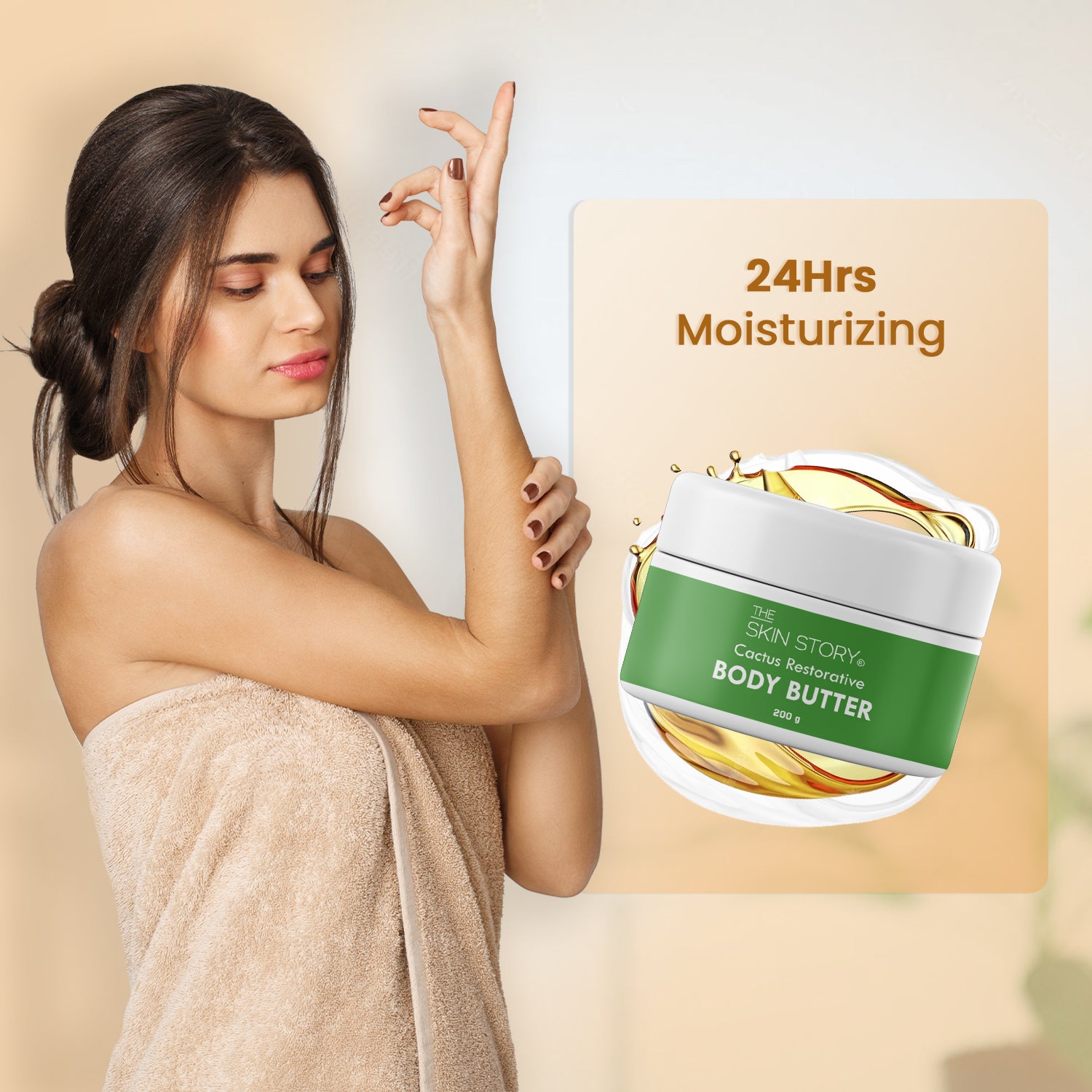 The Skin Story Extra Moisturising Body Butter | Fast Absorbing & Non Tacky | Enriched with Cactus & Cocoa Butter | For Dry Skin | 200gm