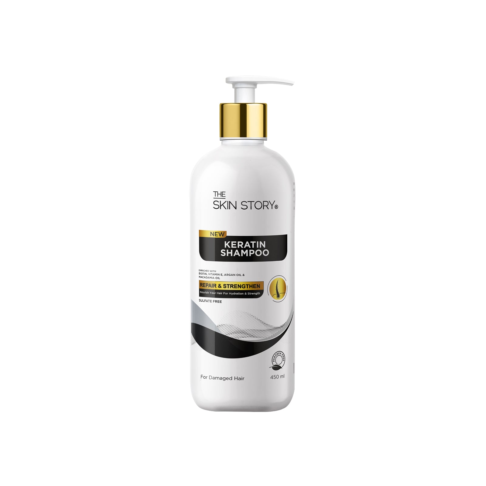The Skin Story Keratin Shampoo For Women| Soft & Anti Frizz Hair | Split End & Damage Repair | Sulphate & Paraben Free Shampoo | Volume Pack | 450ml