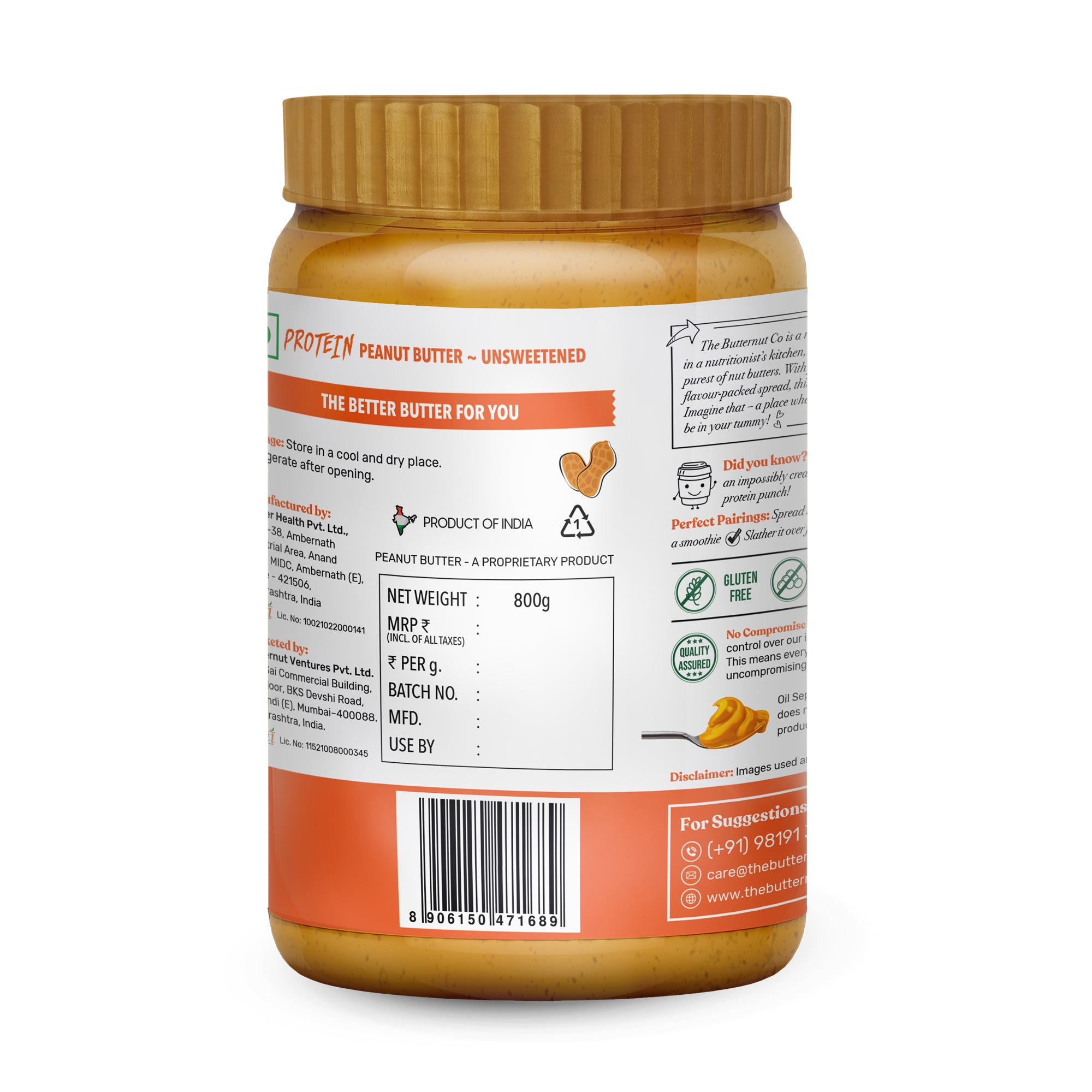 The Butternut Co. Protein Unsweetened Peanut Butter