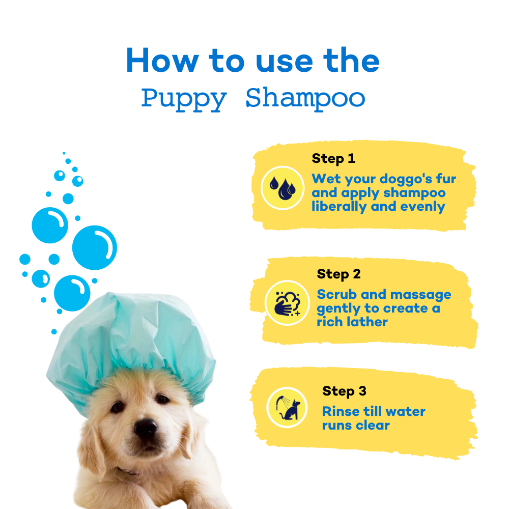 The Good Paws Fluffer Pupper Puppy Shampoo | No tears shampoo | All Natural Coconut oil shampoo | Gentle on your pup's skin & coat | Dog Shampoo For Puppy, Pug, Labrador | pH balanced | Vanilla Orchid (Allergen Free) 250 ml