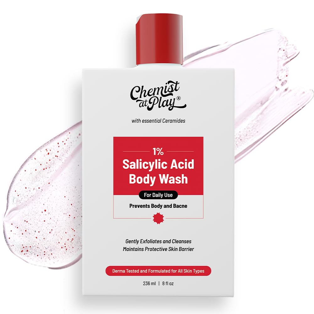 Chemist at Play Acne Control Body Wash with Ceramides | 3% Pentavitin + 1% Salicylic Acid | For Sweaty, Oily, Normal & Dry Skin | For Back Acne (Bacne), Bumpy Texture & Smooth Skin Texture | 236 ml
