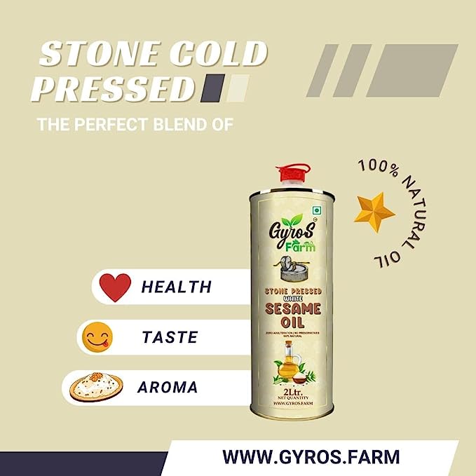 Gyros farm | Stone Cold Wood Pressed | White Sesame (Gingelly) Oil
