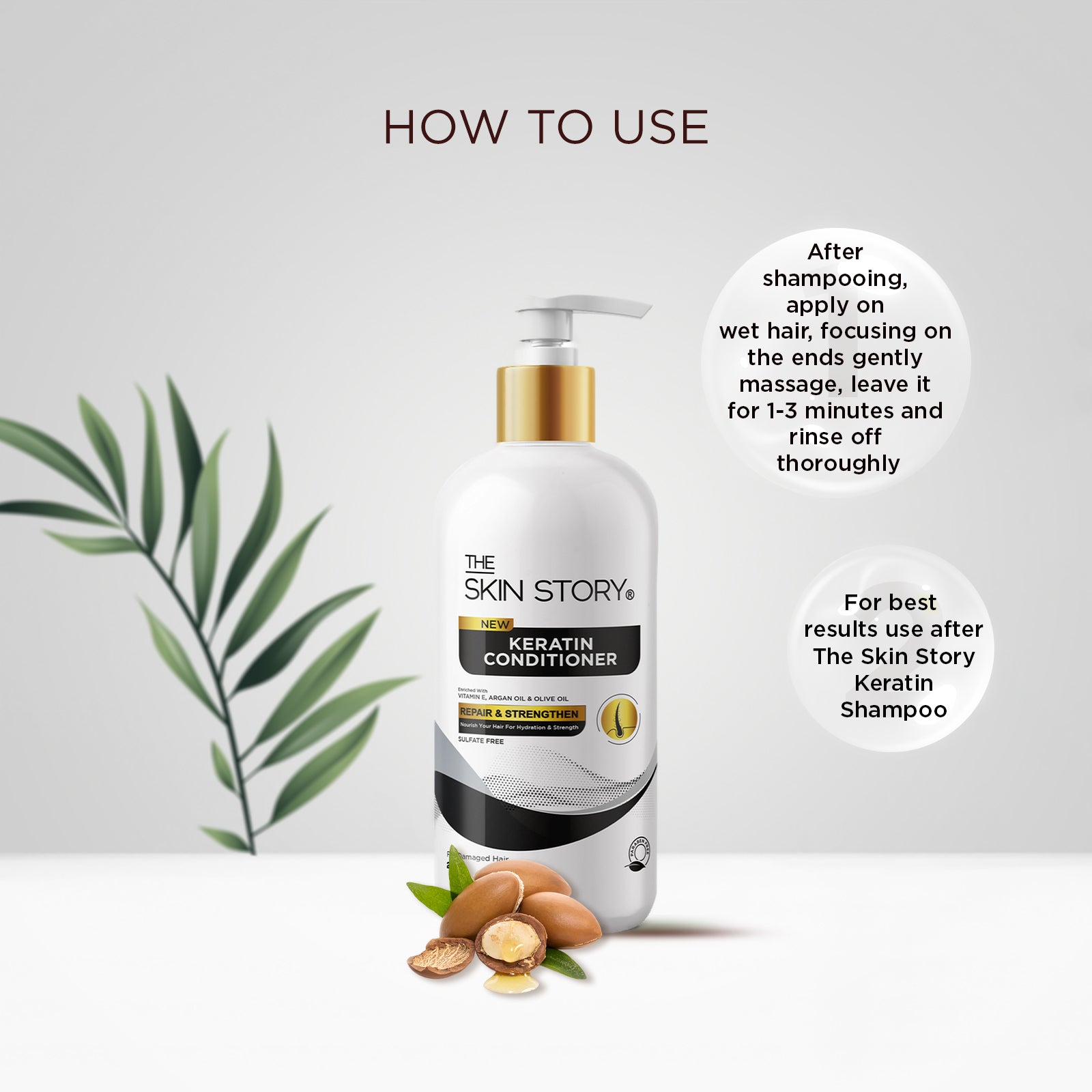 The Skin Story Keratin Smooth Hair Conditioner for Dry & Frizzy Hair| Sulphate Free Range |Soft & Silky Hair | All Hair Types | Split End & Damage Repair | Volume Pack | 250g