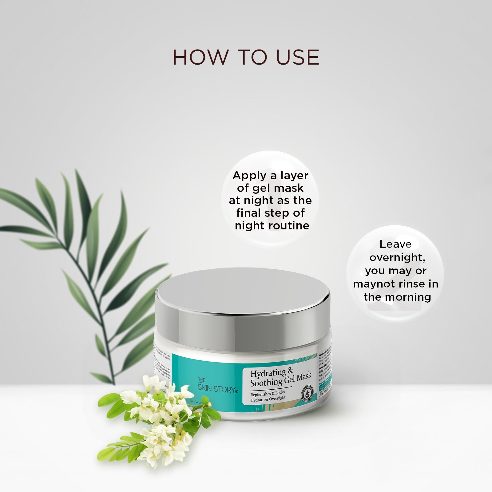 The Skin Story Intensive Hydration & Soothing Night Cream Gel Mask | Night Repair Mask | Witch Hazel & Plant Actives | Sensitive & All Skin Types | 50g