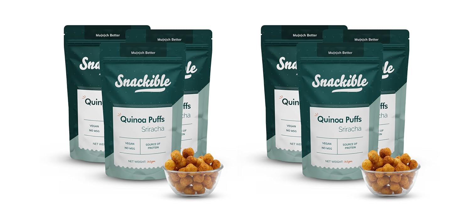 Snackible Quinoa Puffs | Sriracha | Pack of 6 | 35gm each