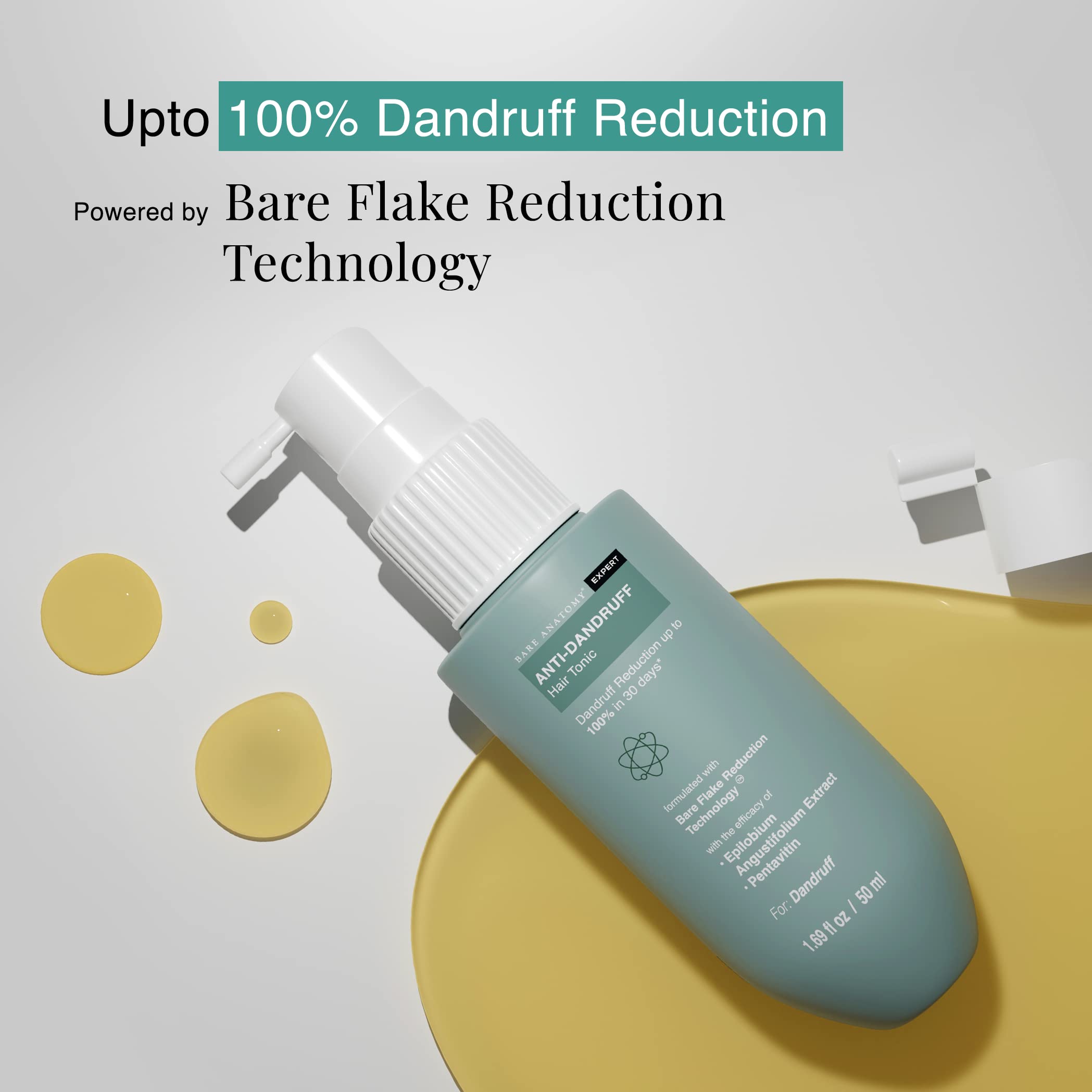 Bare Anatomy Anti-Dandruff Tonic | Dandruff Reduction Up to 100% in 30 Days | Contains Aloe Vera Extract and Tea Tree Oil | Suitable For All Hair Types including Oily Scalp | 50 ml