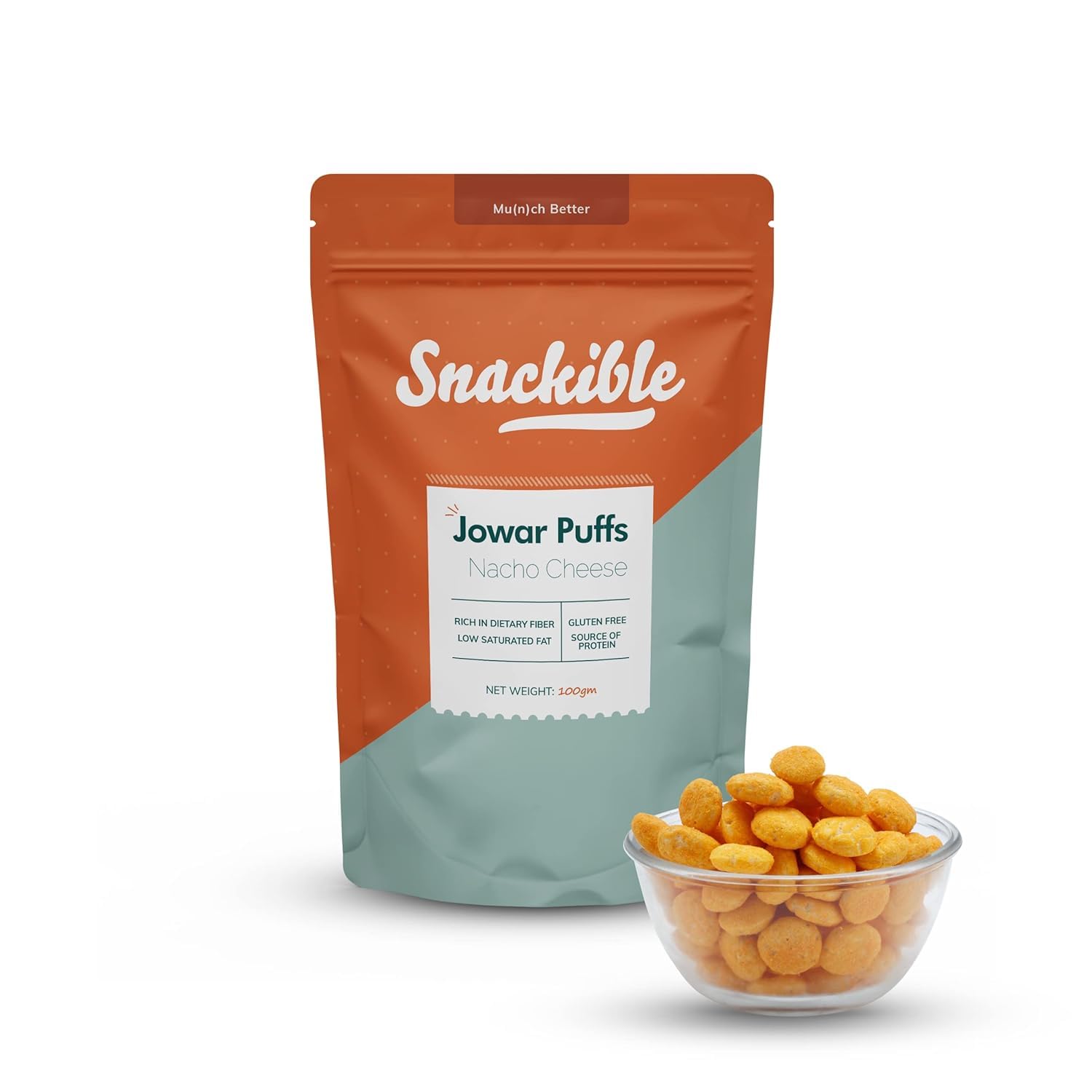 Snackible Jowar Puffs | Nacho Cheese | Pack of 3 | 35 gm