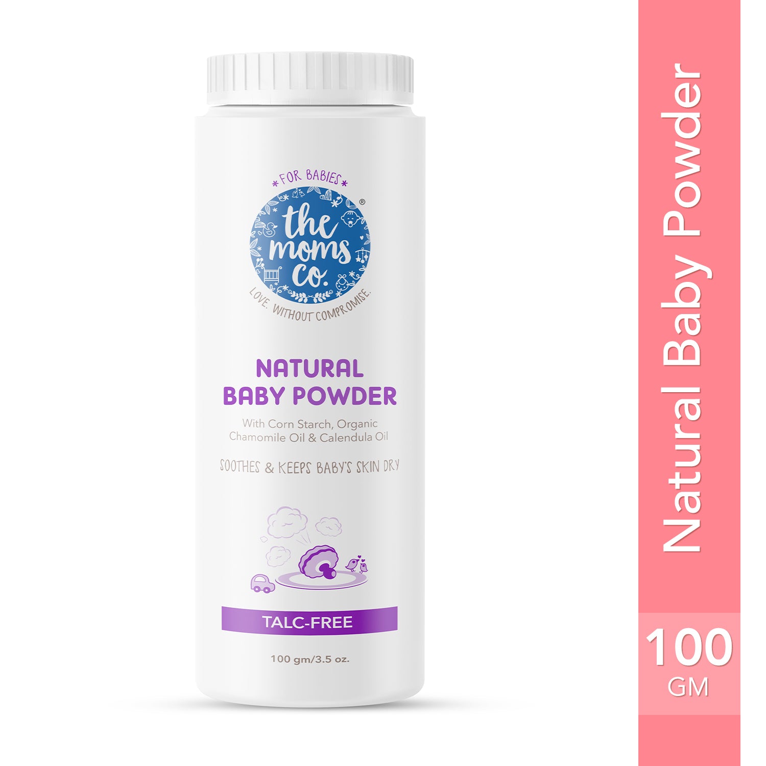 The Moms Co. Talc-Free Natural Baby Powder with Corn Starch | 100% Natural | Australia-Certified Toxin-Free | with Chamomile Oil, Calendula Oil and Organic Jojoba Oil