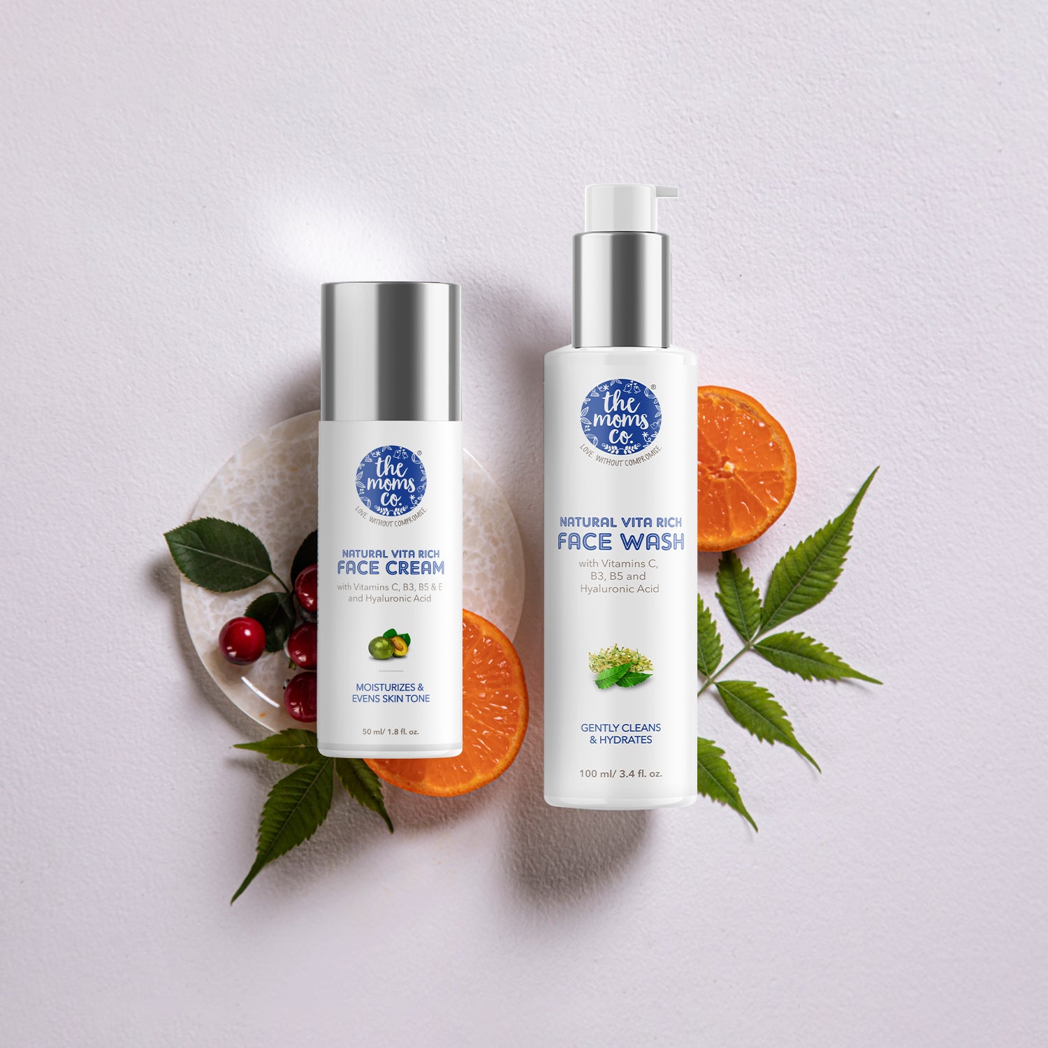 The Moms Co Daily Vita Rich Hydration Bundle | Face Cream + Face Wash