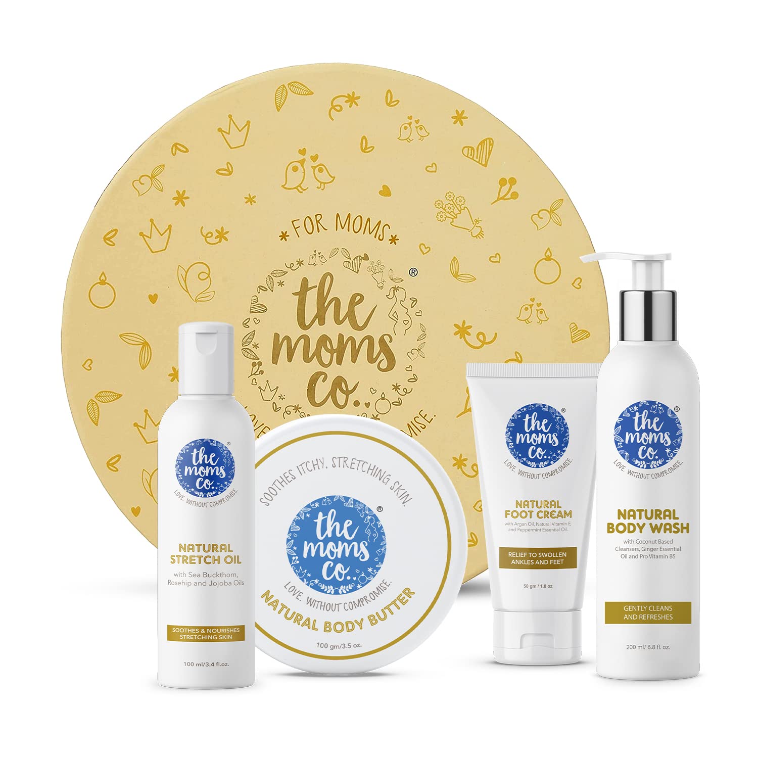 The Moms Co. All-Natural Complete Care Pregnancy Gift Box, 4-Piece Pregnancy Gift Set, Including Australian Certified Toxin-Free Body Butter for pregnant belly