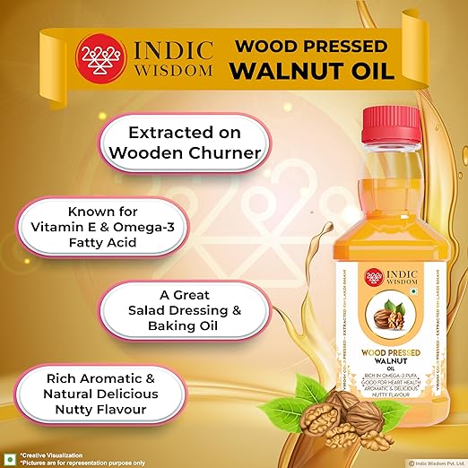 Indic Wisdom Wood Pressed Walnut Oil I Cold Pressed I Extracted on Wooden Churner