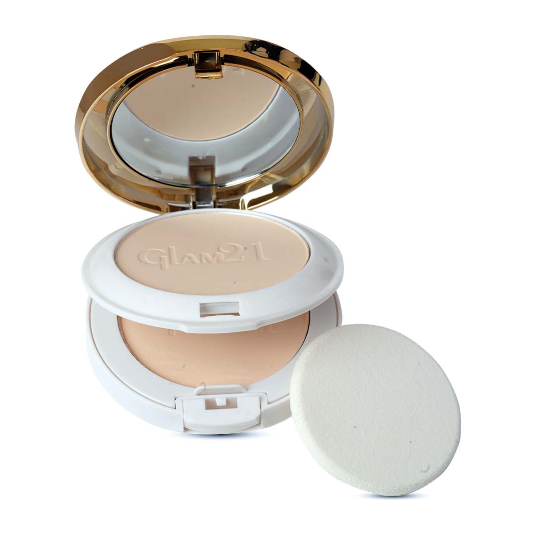 Glam21 Natural Essence Oil-Control Compact Powder| Longlasting Vitamin-E Matte Finish Compact (White Ivory, 20 g)