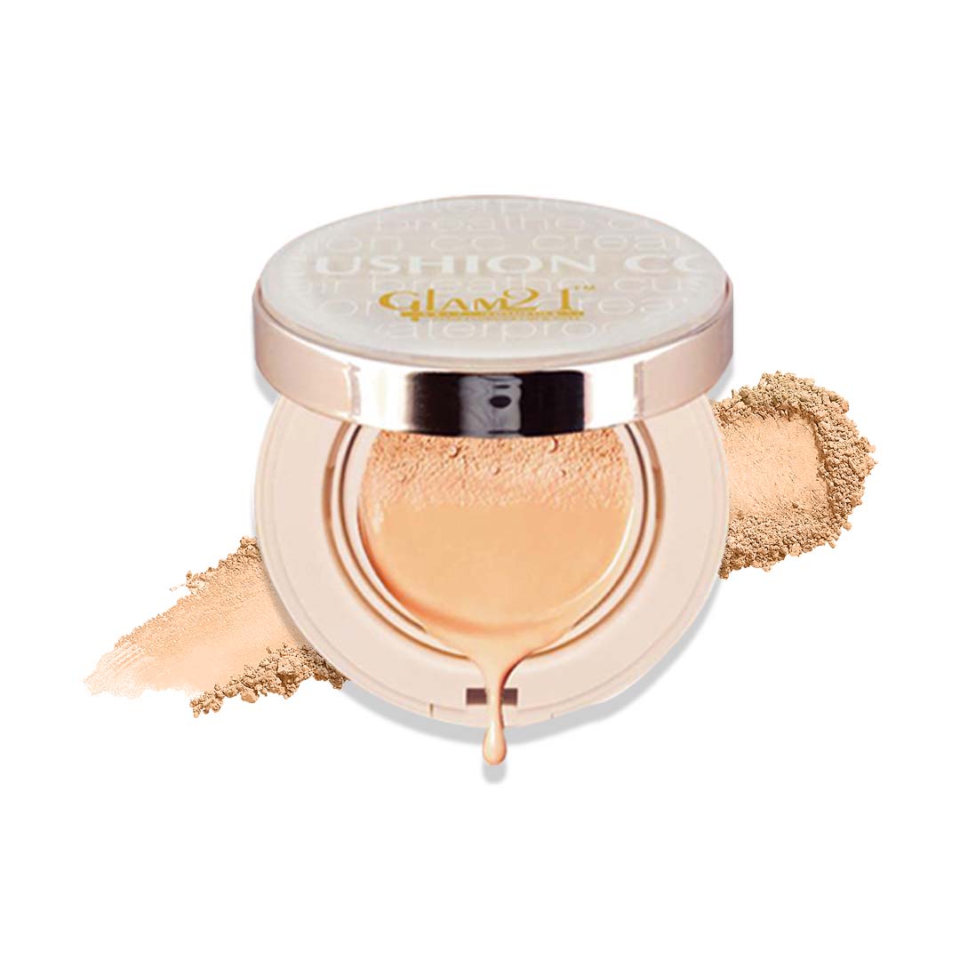 Glam21 Cushion Compact Powder LongLasting Makeup upto 12hrs Matte Finish with Vitamin-E Compact (Shade-03, 9 g)