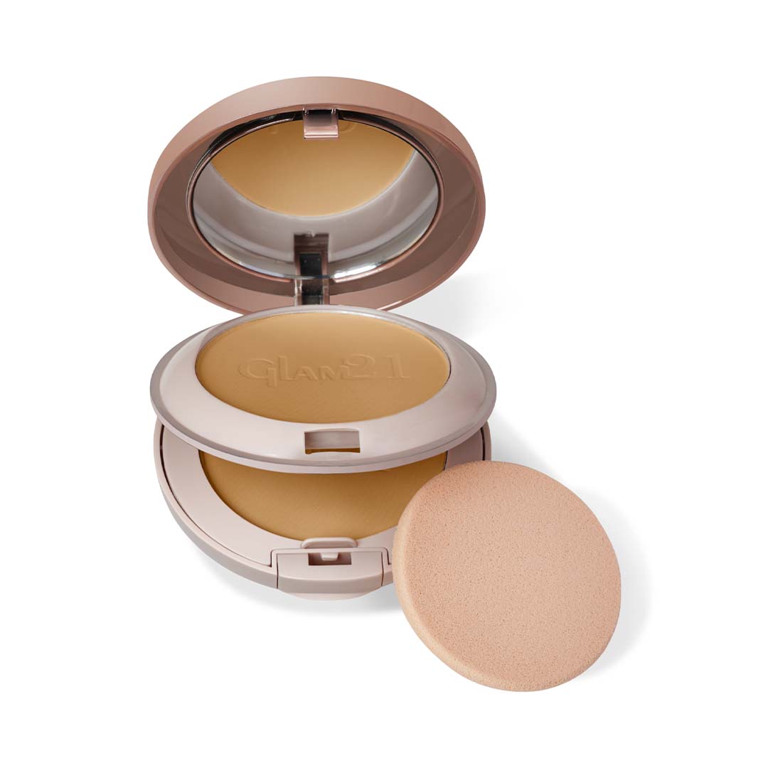 Glam21 Perfect Complexion Compact Powder for Oil Control& Longlasting Soft Matte Finish Compact (Latte, 24 g)