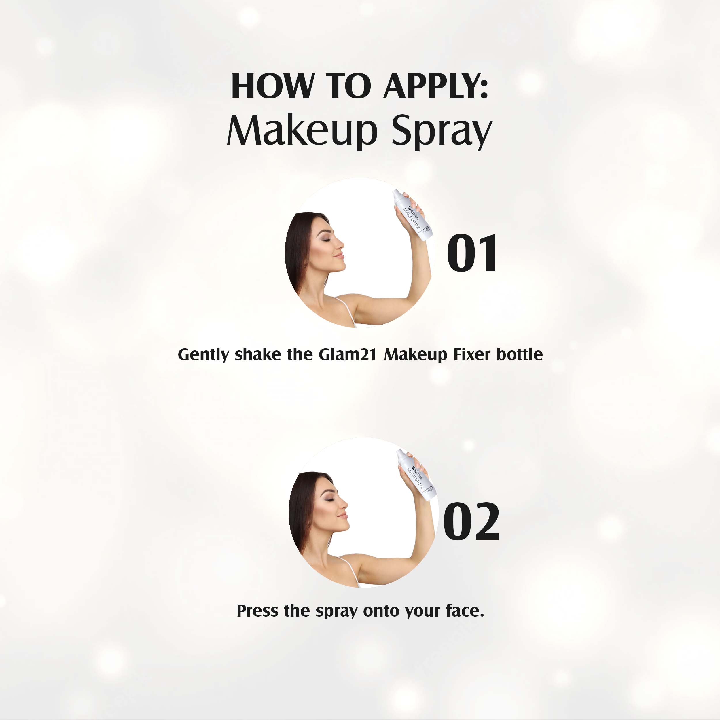Glam21 Make-up Fixer Spray - Keeps Makeup Intact with a Sparkly Texture | Lightweight & Long-lasting, 100 ml (Transparent)