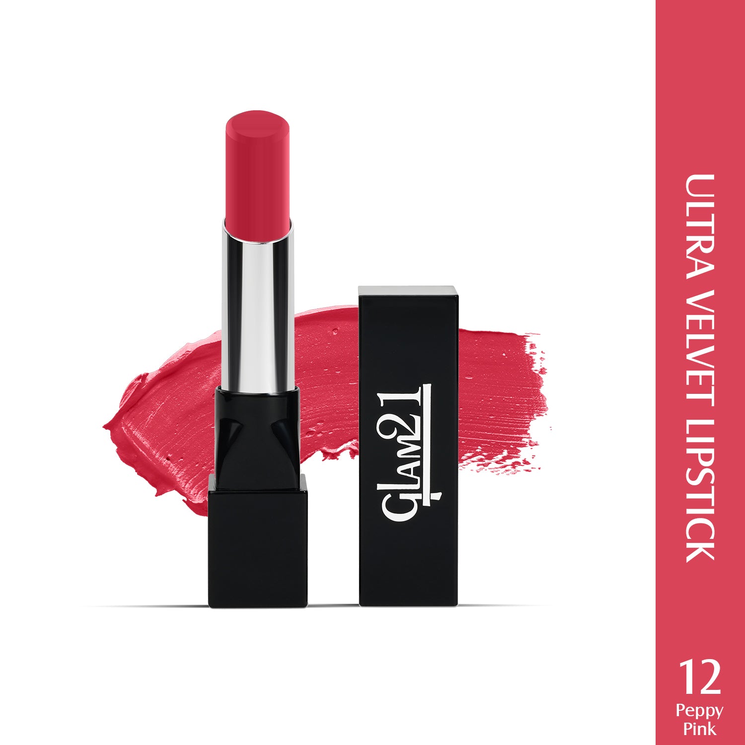 Glam21 Ultra Velvet Lipstick  Long-lasting stay on lips Lovely matte finish, 2.5gm Peppy Pink-12