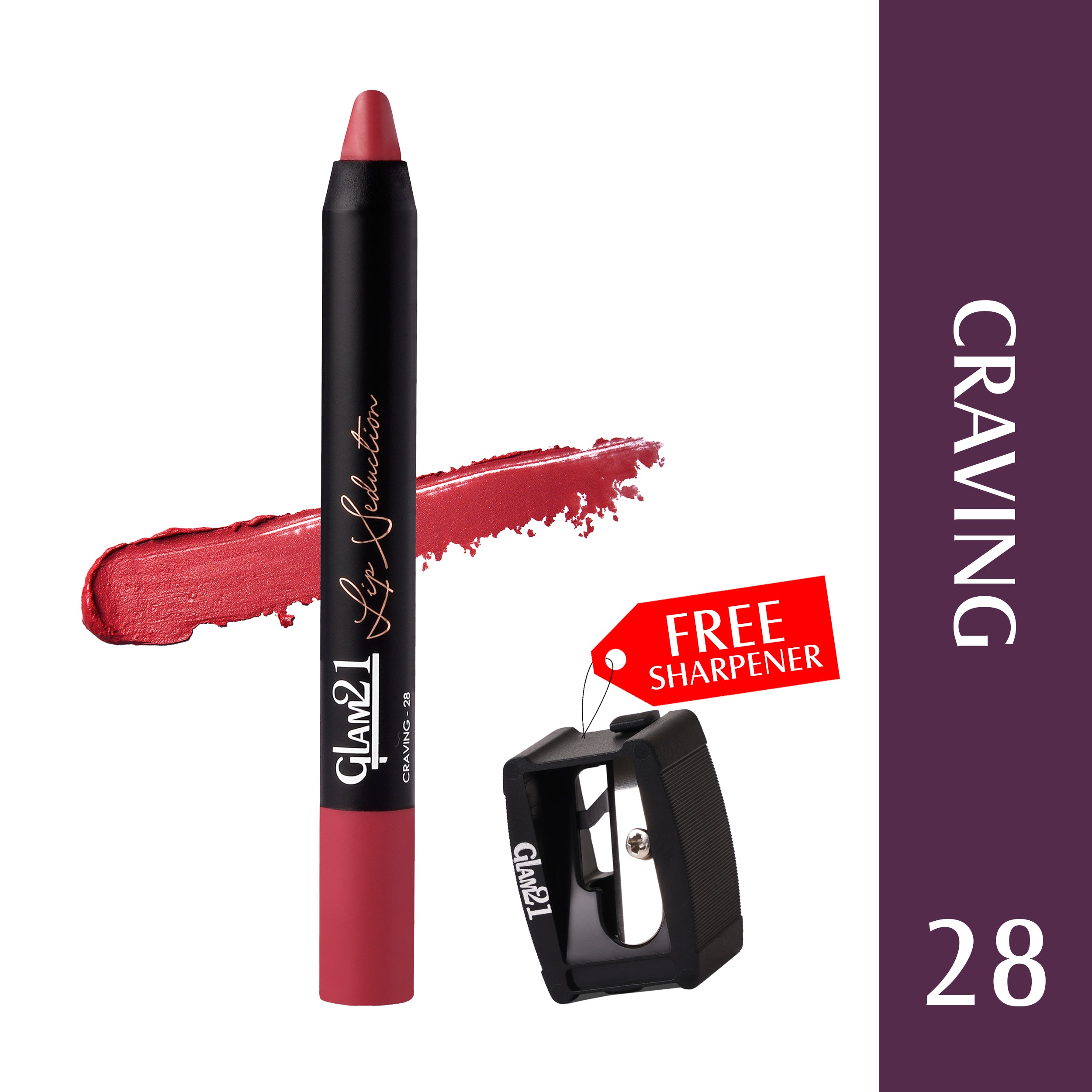 Glam21 Lip Seduction Non-Transfer Crayon Lipstick | Longlasting Creamy Matte Formula (Carving-28, 2.8 g)