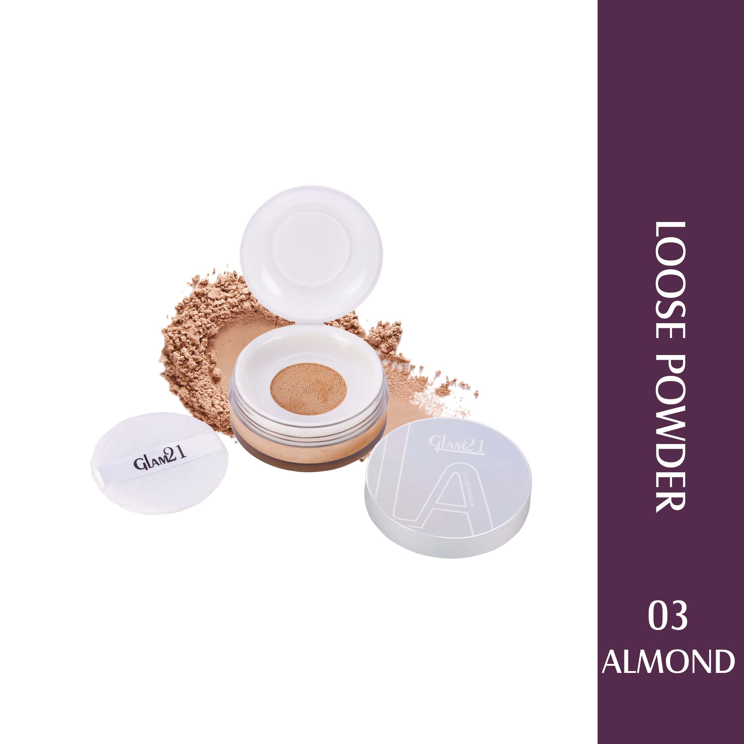 Glam21 Loose Face Powder Compact, 8 g Absorb Excess Oil & Sweat | Give the Best Sheer Finish Compact, 8 g (Almond)