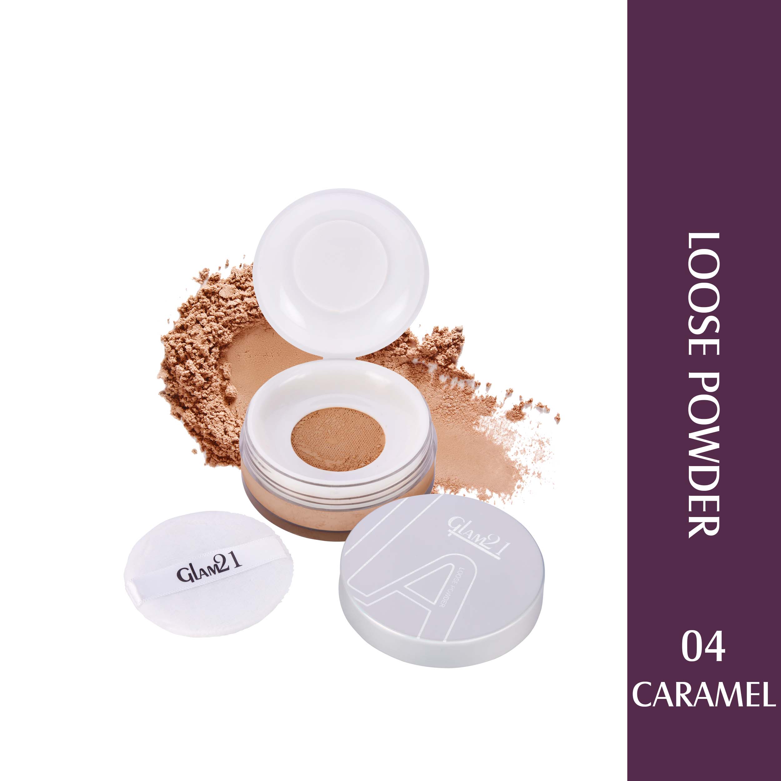 Glam21 Loose Face Powder Compact, 8 g Absorb Excess Oil & Sweat | Give the Best Sheer Finish Compact, 8 g (Caramel)