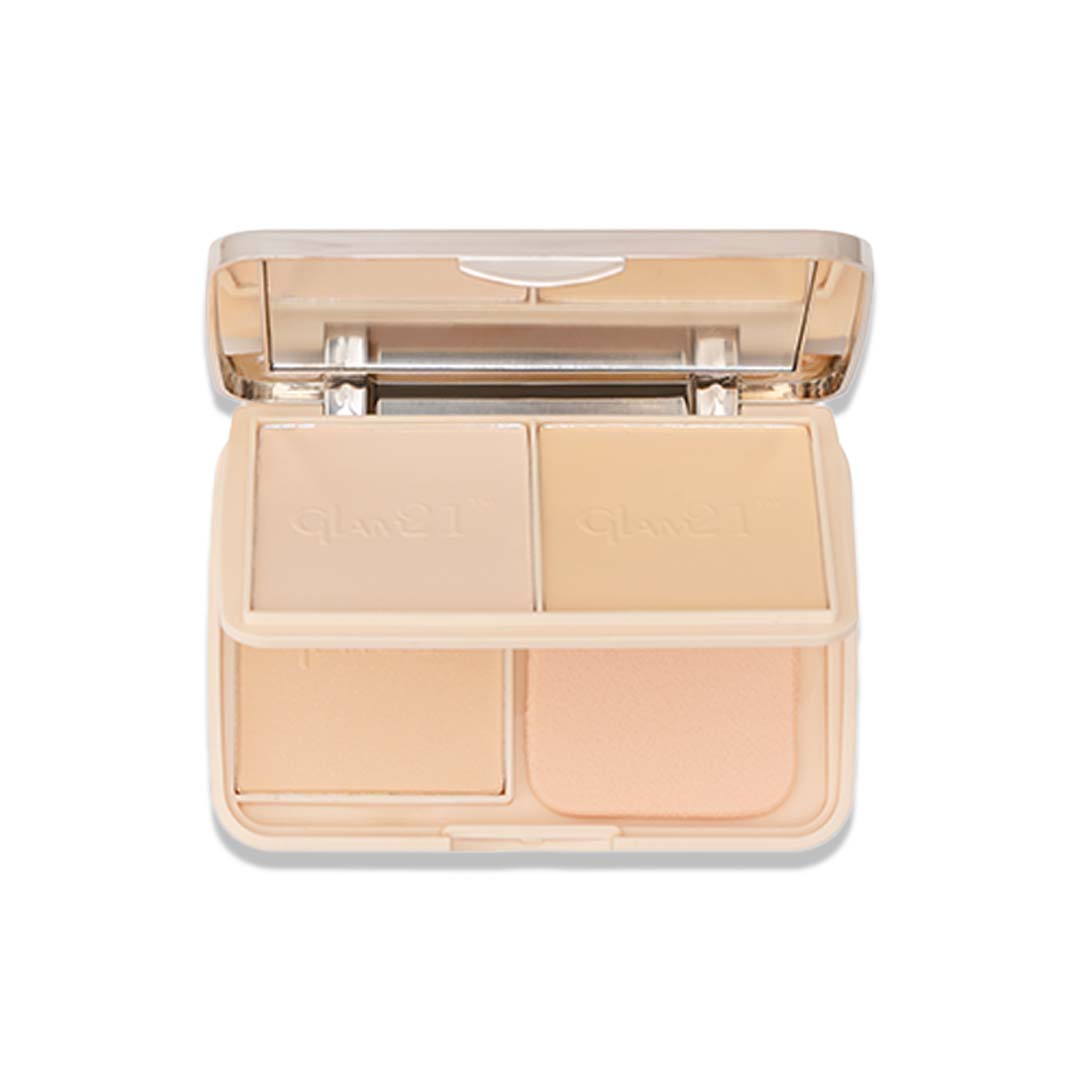 Glam21 3-in-1 Powder Cake Oil Control Compact Longlasting Soft Matte & Oil Free Formula Compact (Light, 27 g)