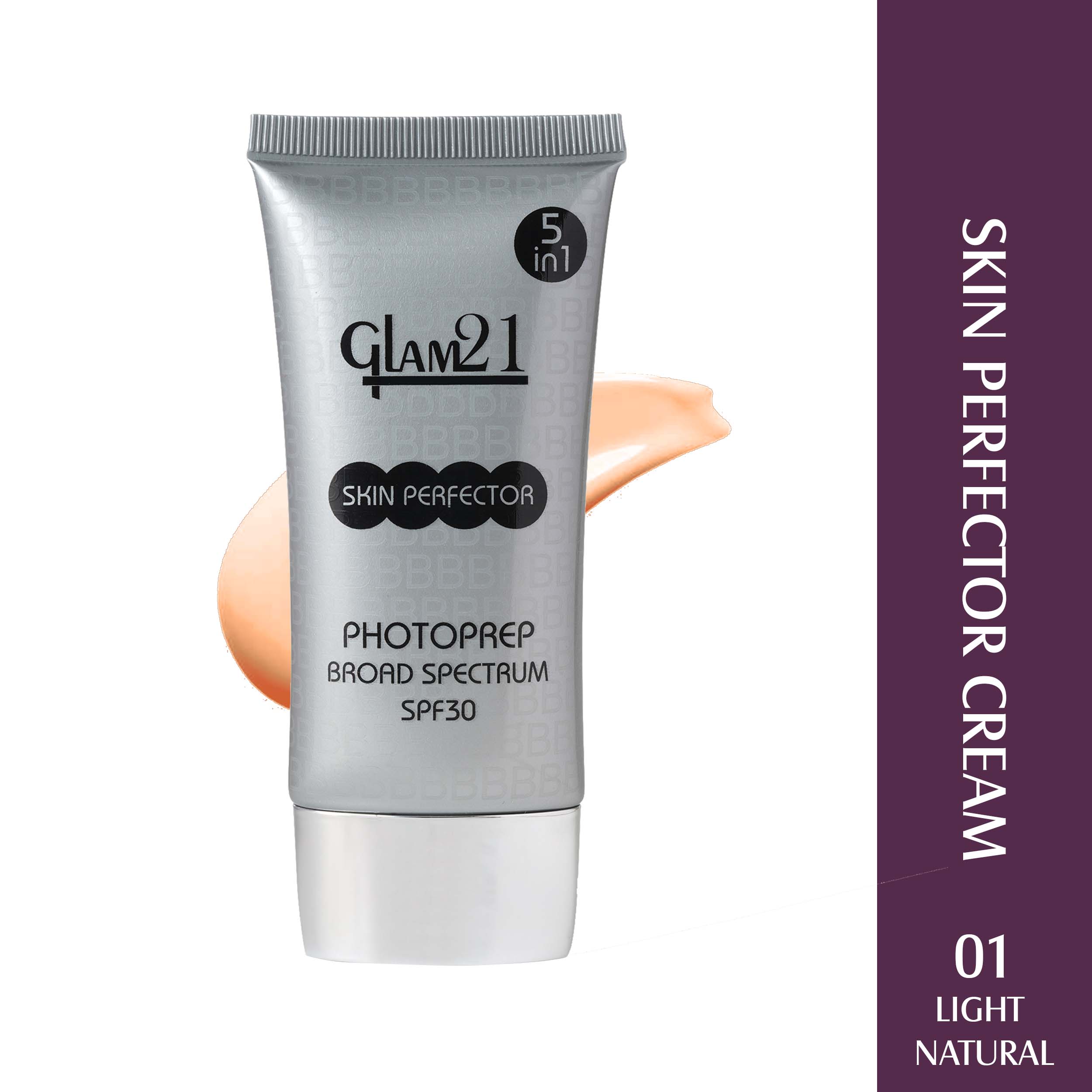 Glam21 Skin Perfector Cream with SPF30 UV Protection with Lightweight Satin Formulation Foundation, 50g (Light Natural-01)