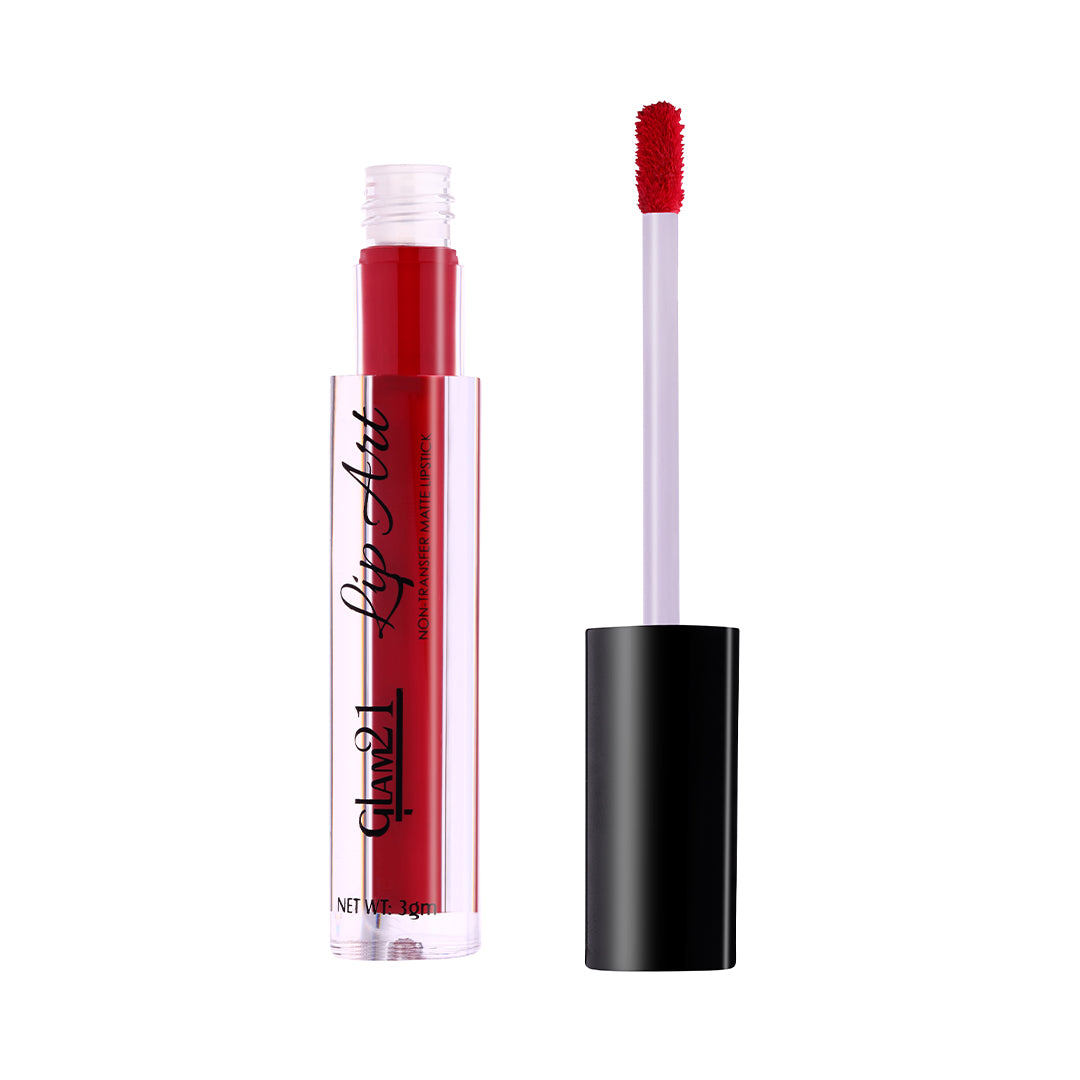 Glam21 Lip Art Liquid Lipstick Long Stay,Lightweight & Smudgeproof Velvety Matte Finish (Burnt Red, 3 g)