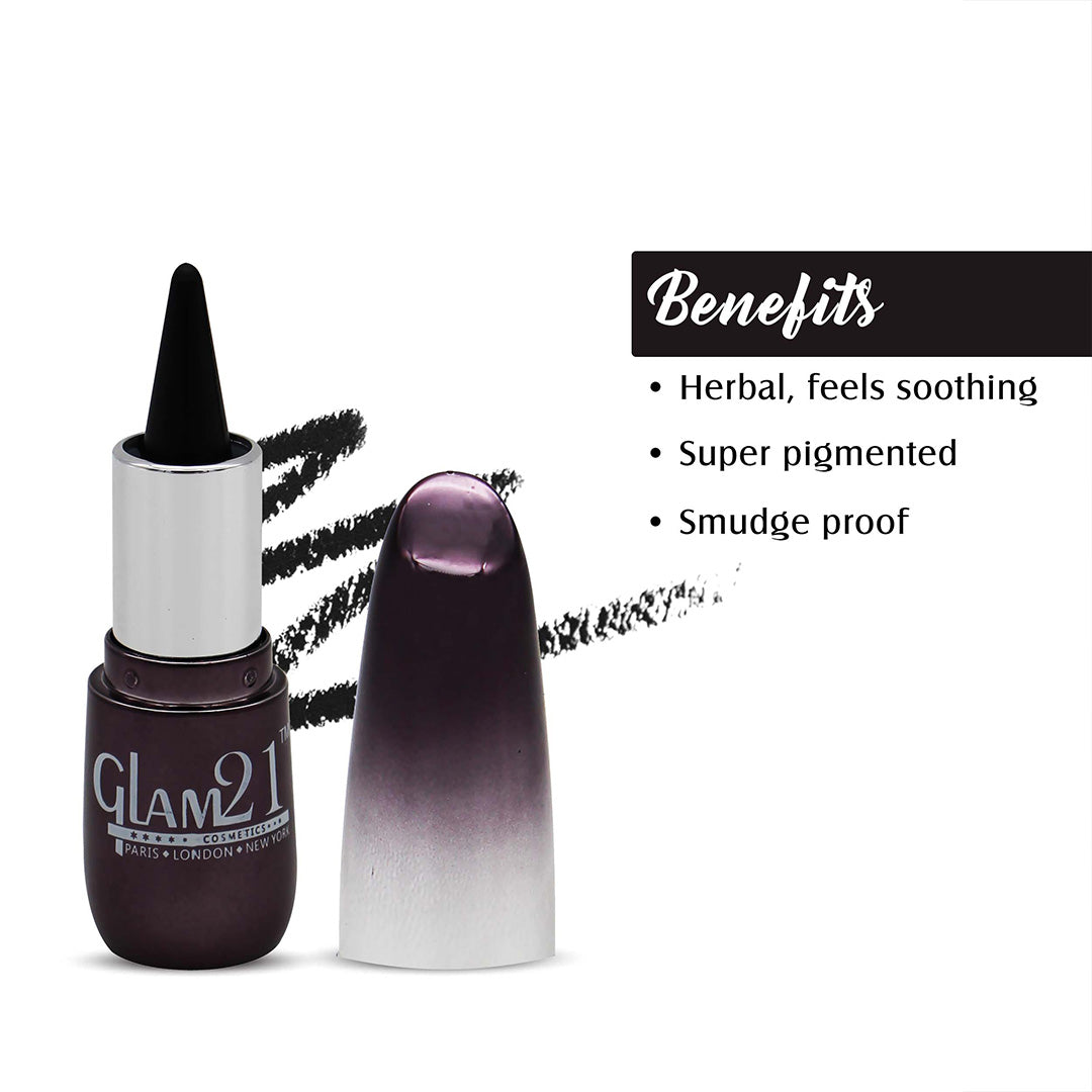 Glam21 Stick Kajal Long Lasting | Smudge Proof | Highly Pigmented | Intense Black Matte Finish-Black-10gm