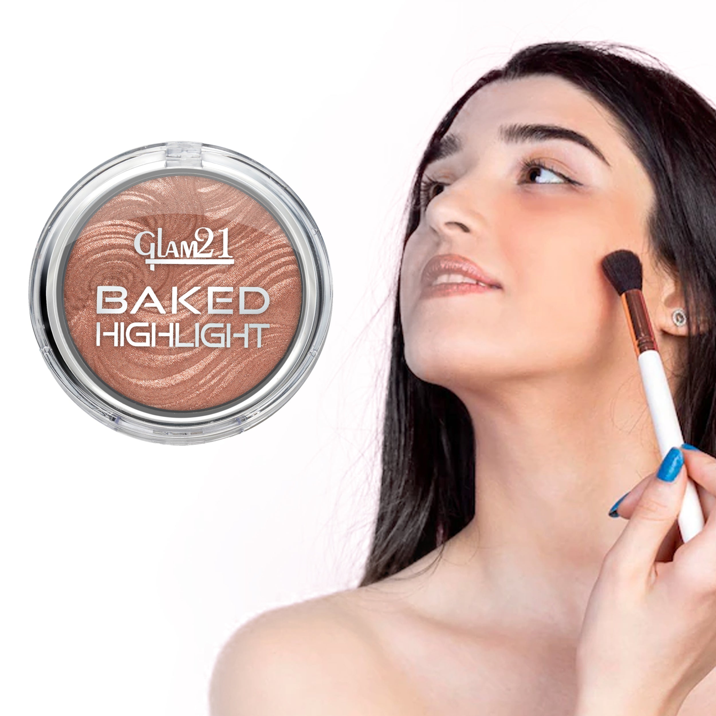 Glam21 Baked Highlighter with Silky Pigments Shimmer Look & Longlasting Mettalic Finish Highlighter, 2.8 g (Shade-04)