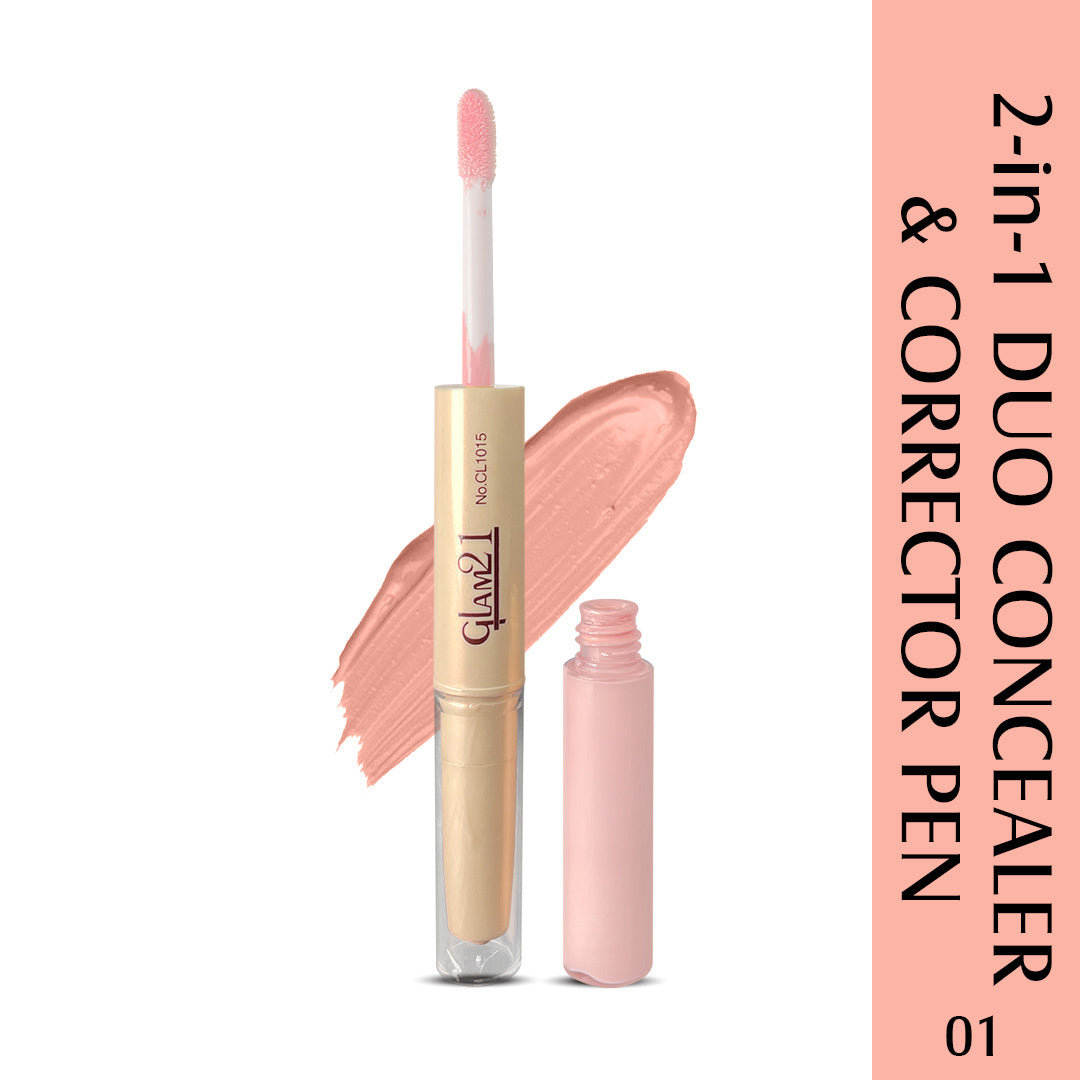 Glam21 2in1 Duo Concealer & Corrector Pen for Long lasting Contouring & Highlighting Concealer (Shade-02, 4.8 g)