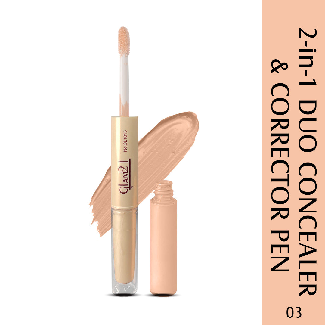 Glam21 2in1 Duo Concealer & Corrector Pen for Long lasting Contouring & Highlighting Concealer (Shade-03, 4.8 g)
