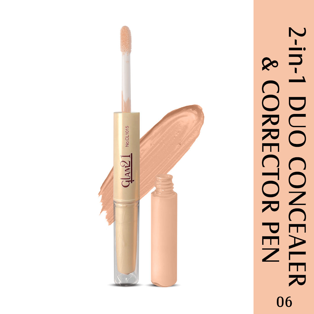 Glam21 2in1 Duo Concealer & Corrector Pen for Long lasting Contouring & Highlighting Concealer (Shade-06, 4.8 g)