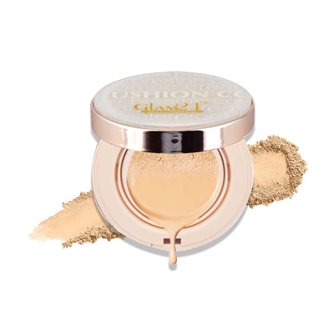 Glam21 Cushion Compact Powder LongLasting Makeup upto 12hrs Matte Finish with Vitamin-E Compact (Shade-01, 9 g)