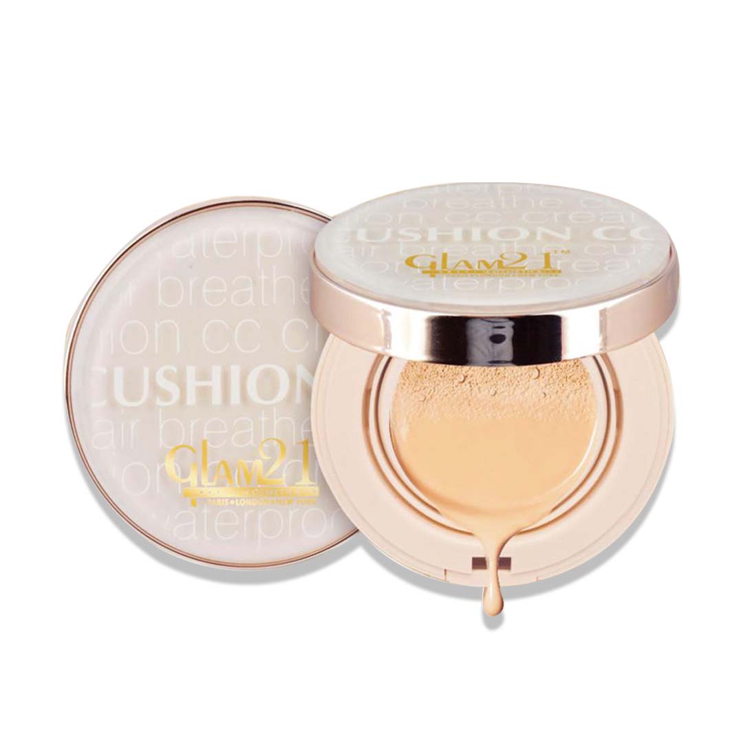 Glam21 Cushion Compact Powder LongLasting Makeup upto 12hrs Matte Finish with Vitamin-E Compact (Shade-01, 9 g)
