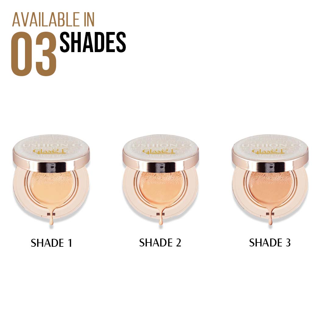 Glam21 Cushion Compact Powder LongLasting Makeup upto 12hrs Matte Finish with Vitamin-E Compact (Shade-02, 9 g)