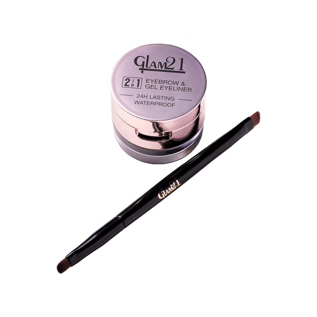 Glam21 2-in-1 Eyebrow & Gel Eyeliner | Intense Black Color | Quick Drying & Lasts 24 hrs | Smudge & Water Proof | 4 g