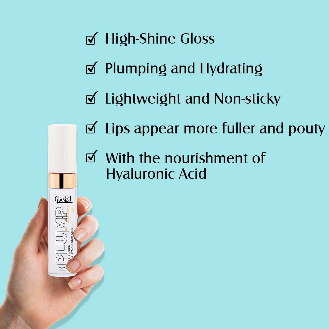 GLAM21 Plump Play Lip Plumper-Juicy Lips Fuller & Hydrated Moisturizing Crystal Shine, 5g (Nude Shimmer)